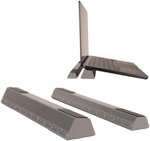 Aluminum Laptop Stand Riser, 2-Pack Ergonomic Laptop Lift for Desk, 2 Height Options (1" & 1.38"), Portable MacBook Stand with Silicone Protection, Cooling Design, Built-in 11" Ruler