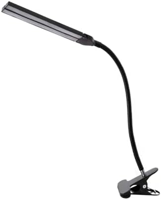 LED Desk Lamp with Double Heads for Eye Care and Dimming Options for Student and Office Use Adjustable Lamp with USB Power Supply (Black)