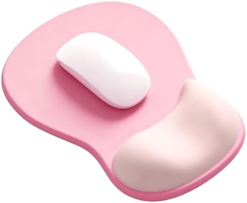 Ergonomic Mouse Pad with Gel Wrist Support, Comfortable Wrist Rest Mousepad with Non-Slip PU Base for Pain Relief, Desk, Home & Office(Dark Pink)
