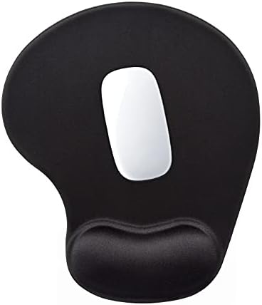 Hsurbtra Ergonomic Mouse Pad with Wrist Rest Support, Gel Mouse Pads with Non-Slip PU Base, Pain Relief Memory Foam Computer Mat, Cute Office Supplies Desk Decro Accessories, Jet Black