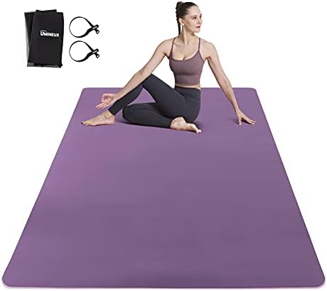 UMINEUX Large Yoga Mat for Men and Women 1/4 & 2/5 Inch Extra Thick TPE Fitness Mat for Home Gym Workout, Non-Slip, Eco Friendly Exercise Mat for Yoga, Pilates, Stretching, Meditation