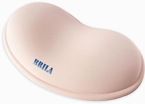 BRILA Ergonomic Silicone Mouse Wrist Rest, Cooling Silica Gel PU Leather Mouse Wrist Support Pad for Office Work and Laptop Computer Gaming (Pink)