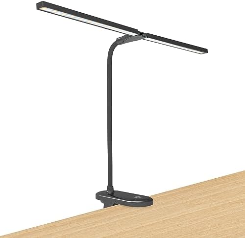 LED Reading Light with Clip, Desk Lamp 48 LEDs 2600mAh Battery USB Rechargeable Book Lights Stepless Adjustable Brightness Eye Protection Table Lamps for Bed Headboard, Home, Office - Black