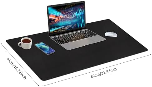 Bloss Black Desk Mat, Leather Desk Pad, Desk Matt for Desktop, Waterproof Desk Pad Mat, Computer Mat for Office Work/Home/Decor/Desk Protector/Cover(31.5 x 15.7 Inches)