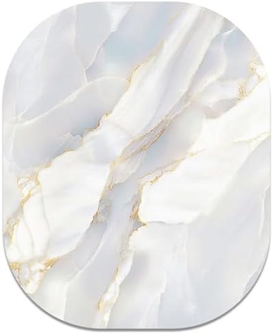Small Mouse Pad, 6 x 7 Inch, Oval Mini Mouse Pad with Non-Slip Rubber Base for Laptop Wireless Mouse Keyboard Tray Mousepad, White Marble