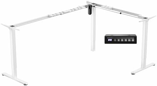 VIVO White Electric Corner 3 Leg Standing Desk Frame, DESK-E384W