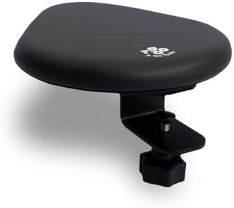R-Go Arm Rest Split for Desk, Distance Adjustable, Ergonomic Desk Extender Tray in 2 Parts, Elbow & Wrist Support, Soft Sponge Built-in, Easy Typing Pain Relief, Punch-Free Clamp on, Black (2pcs)