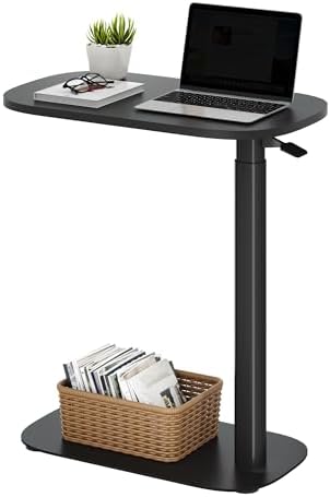 SANODESK 24''Pneumatic Height Adjustable Overbed Bedside Table Mobile