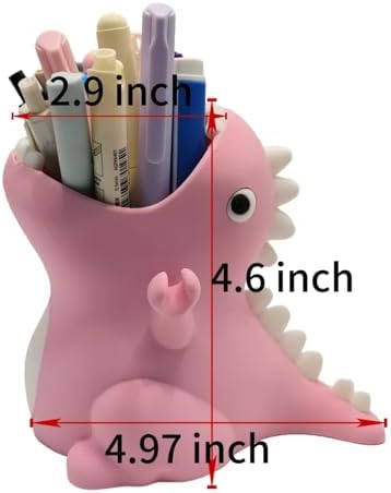 TIME&TRAVE Cute Dinosaur Pen Holder for Desk, Creative Pencil Holder Desk Organizers, Office Supplies Decorations Idea Gift for Women Kids (Blue Green)