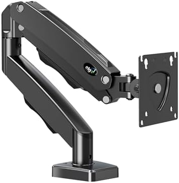 ELG Gas Spring Monitor Arm, Full Motion, 20.9" Reach, 17-35" Screens 19.8 lbs, +85°/-30° Tilt, 360° Rotation, C-Clamp & Grommet, VESA 75x75 to 100x100mm, Cable Organizer, Black