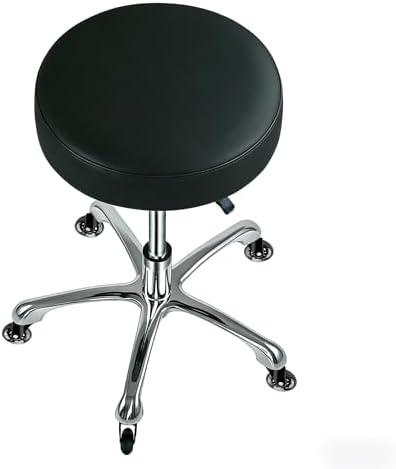 Rolling Stool with Rollerblade Wheels Super Thick Cushion Adjustable Height, Aluminum Base,Roller Stool Chair for Massage Medical Tattoo Spa Desk Black