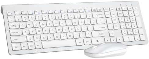 Ergonomic Ultra Slim Wireless Keyboard and Mouse Combo,2.4G Lag-Free,Silver