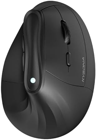 KYSONA Ergonomic Mouse Wireless, Bluetooth Vertical Mouse, 5-Level Adjustable DPI, 2.4G Silent Switch Mice for Windows, MacOS, IPadOS, Laptop, PC, Black