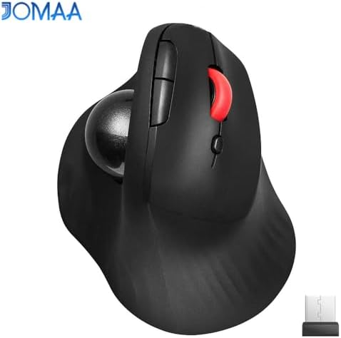 Dual Mode Wireless Vertical Computer Trackball Mouse, Ergonomic Bluetooth Thumb-Control Mouse with Quiet Clicks Ergonomic Design Adjustable CPI ,Built-in 500mAh Battery Rechargeable for PC/Mac/Laptop
