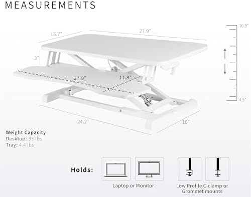 VIVO White 28 in Standing Desk Converter, DESK-V028KW