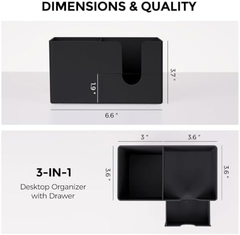 SKYDUE Small Desk Organizer with Sticky Notes Holder,Pen Holder for Desk