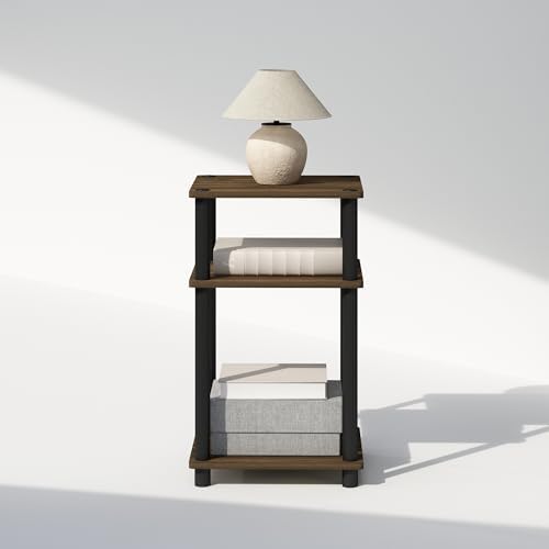 Furinno JUST Toolless 3-Tier Night Stand, Open Storage, Columbia Walnut