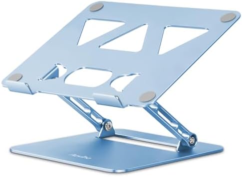 Aoviho Adjustable Laptop Stand for Desk,Portable Laptop Stand Holder and Riser,Foldable Aluminum Notebook Computer Stands for MacBook Air Pro HP Lenovo Dell Samsung Chromebook, 10-15.6 inch, Sky Blue