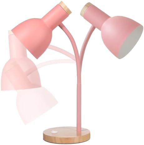 Adjustable Wooden Desk Lamp,Metal Shade Flexible Neck Table Lamp