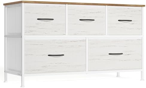 SONGMICS Dresser for Bedroom, Wide Dresser with 5 Fabric Drawers