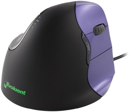 Evoluent – Inventor of The Vertical Mouse – VM4S Ergonomic Vertical Mouse Right Hand Small Wired USB, Sculpted for Comfort, Reduces Wrist Strain, 4 Speeds, 6 Customizable Buttons in Windows