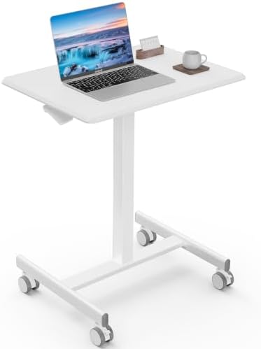 DUMOS Mobile Rolling Desk with Wheels Adjustable Height