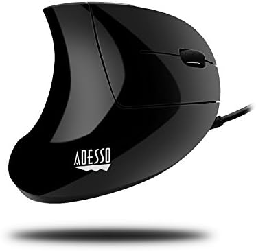 Adesso Wired Vertical Ergonomic Illuminated Optical USB Mouse, Black