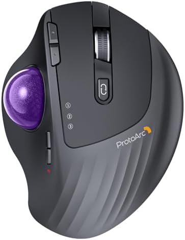 ProtoArc EM01 NL Wireless Trackball Mouse, Thumb Control, Purple