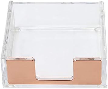 MultiBey Rose Gold Sticky Note Holder Clear Acrylic Memo Pad Dispenser