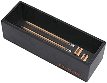 PRATIQUE Bamboo Drawer Organizer - Kitchen Utensil Organizer Silverware Tray Cutlery Holder，Office Desk Supplies and Accessories,8.9 * 3 * 2.6inch,Black