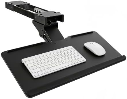 Mount-It! Under Desk Keyboard Tray Slide Out, Height Adjustable Keyboard Mount with Wrist Support, 26" Wide Large Platform, Tilt and Swivel for Office and Home, Black