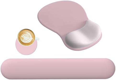 DINKY Keyboard Wrist Rest Mouse Pad, Ergonomic Mousepad with PU Base, Pain Relief & Easy Typing Desk Accessories Mat for Home, Office,Game Decor, Pink