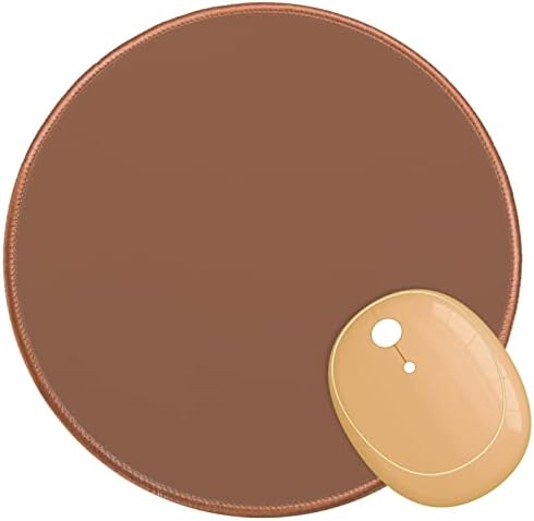Dapesuom Round Mouse Pad, 8.7 x 8.7 Inch Premium-Textured Washable Non-Slip Rubber Base Cute Small Mouse Mat with Stitched Edge for Men Women Wireless Computer Laptop Gaming Desk Accessories, Brown