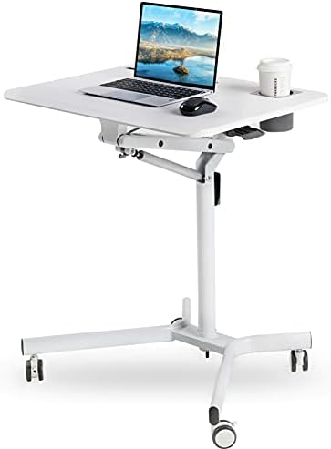 Mobile Rolling Desk, Small Standing Desk with Wheels,Portable Laptop Desk
