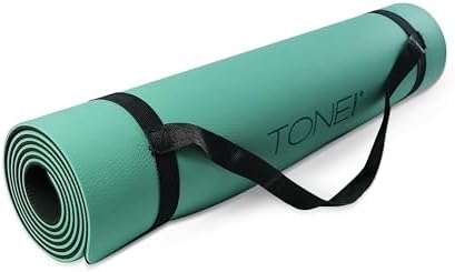 TONE Fitness 1/4" Yoga Mat, Non-Slip Exercise & Pilates Mat with Strap