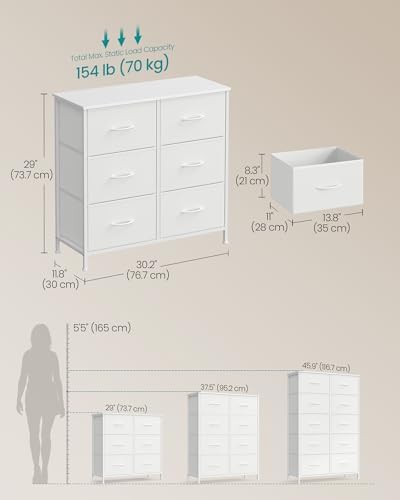 SONGMICS Dresser for Bedroom, Tall Dresser with 6 Fabric Drawers