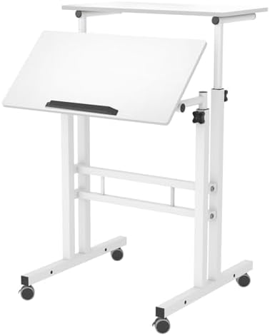 soges Mobile Standing Desk Adjustable Height, White