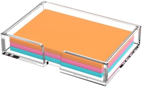 BEEGO Sticky Note Organizer - 4x6 in Crystal Clear Acrylic Notepad Holder & Dispenser for Dorm Room Office Desk Organization