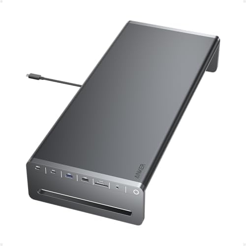 Anker USB-C Hub, 10-in-1 Aluminum Monitor Stand with 85W Max Charging