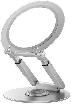 Telescopic Laptop Stand with 360° Rotation, Adjustable Height & Tilt Swivel Laptop Riser, Ergonomic Standing Desk Converter for 10-17" MacBook Pro/Air, Dell, HP – Supports up to 22lbs (Silver)