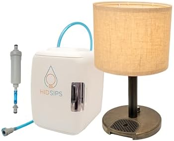 HydraLamp w/Mini Fridge, Bedside Desktop Water Dispenser Lamp, Included Water Reservoir and Filter, Bedside Water Dispenser, LED Table Lamp, for Home, Bed, Office, Hydration Appliance (Midnight)