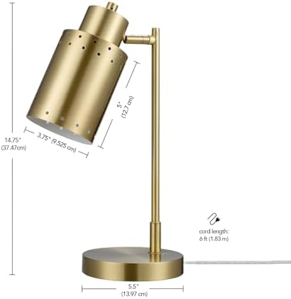 Globe Electric 15" Desk Lamp, Brass Finish, Metal, Adjustable, Reading Light, Home Office, Study Accessories
