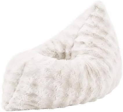 Hobestluk Bean Bag Chair Small Fluffy White Beanbag with Memory Foam Filled