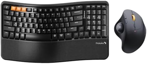 ProtoArc EM04 Trackball Mouse & EK02 Wave Keys Ergonomic Keyboard