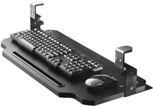 EMENAR 20in 24in Platform Extender Desk Keyboard Mouse Holder Slide Out Keyboard Stand Easy Gliding, Ergonomic Clamp On Keyboard Tray With C Clamp Punch Free ( Color : Black , Size : 50cm/20inch )