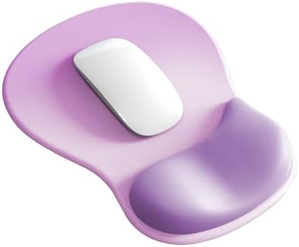 Mouse Pad with Wrist Rest,Ergonomic Mouse Pad with Comfortable Gel Wrist Rest Support and Non-Slip PU Base for Easy Typing Pain Relief, Durable and Washable (Purple Pink)