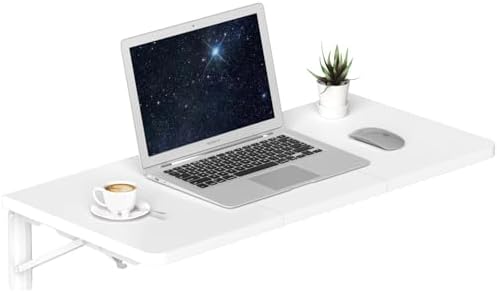 TEAMIX Wall Mounted Folding Desk for Small Spaces - White, 29.9 x 15.7inch