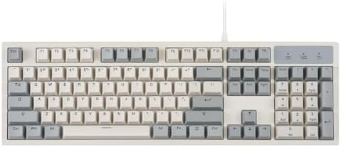 Perixx PERIBOARD-108M, Wired Mechanical Full-Size USB Keyboard - Red Linear Switch - Classic Retro Gray/White Color - US English
