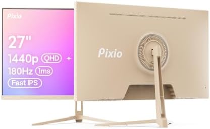 Pixio PX278 Wave Beige 27 inch 180Hz Refresh Rate Quad HD 1440p Resolution Fast IPS Panel 1ms GTG Response Time Built-in Speakers Gaming Monitor with AMD FreeSync