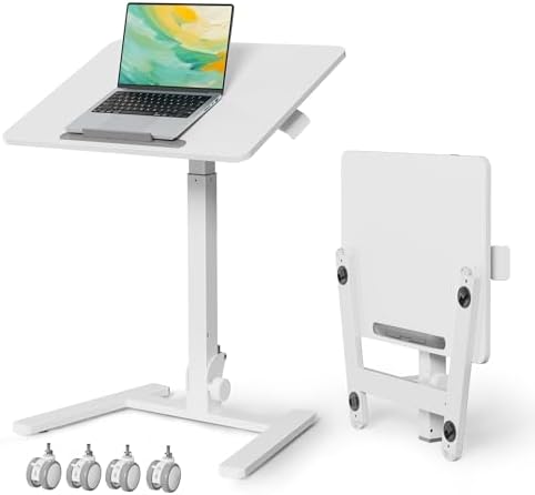 Gibbon Mounts 90° Foldable Mobile Standing Desk Height Adjustable on Wheels